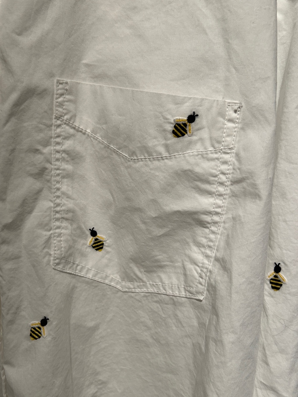 Maeve White Button-Down Shirt with Bee Embroidery - Picture 4 of 9